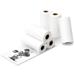 6 Roll Mini Sticker Printer Photo Paper 57 x 30mm Thermal Printer Paper White Self-Adhesive for PeriPage A6, T02, M02