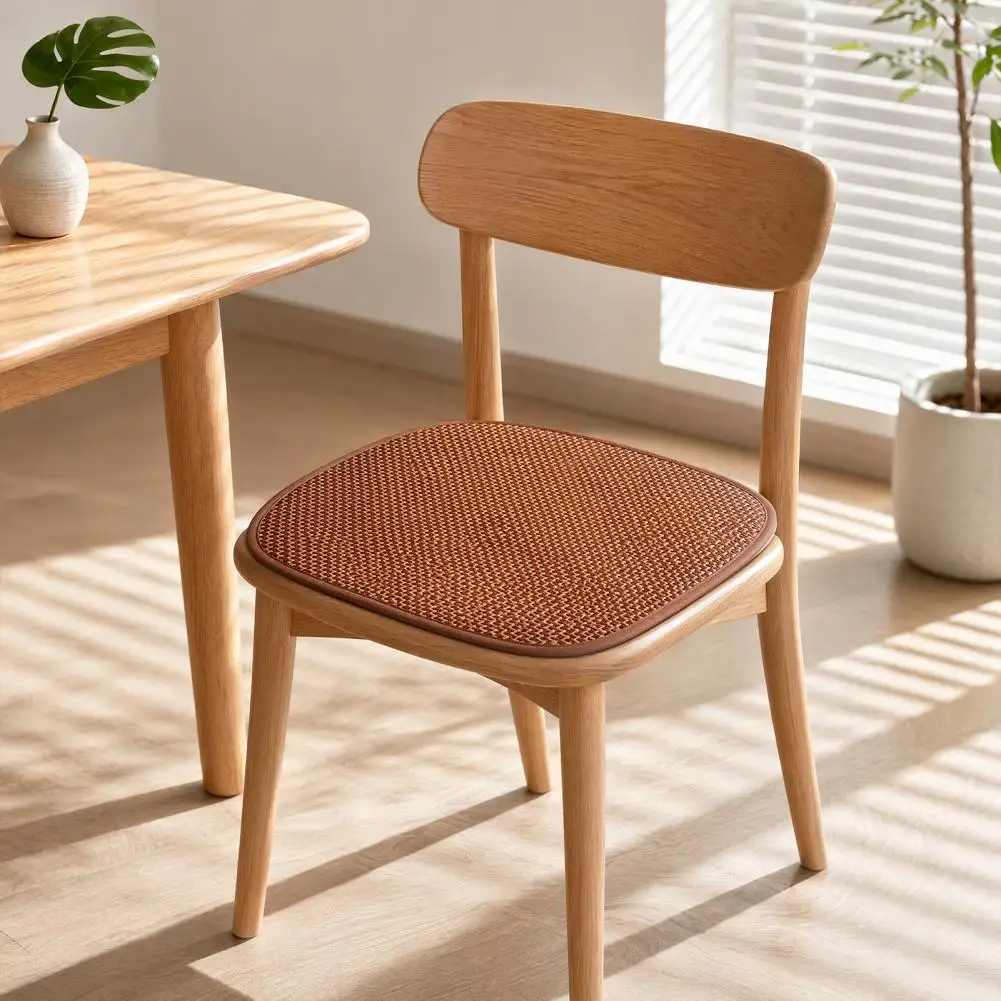 Wear-resistant Chair Pad Handwoven Seat Cushion Handwoven Rattan Seat Cushion Breathable Summer Chair Mat Anti-slip for Dining