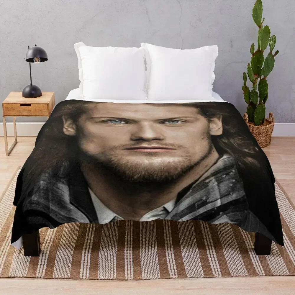 

sam heughan Throw Blanket Hair blankets ands For Decorative Sofa Soft Blankets