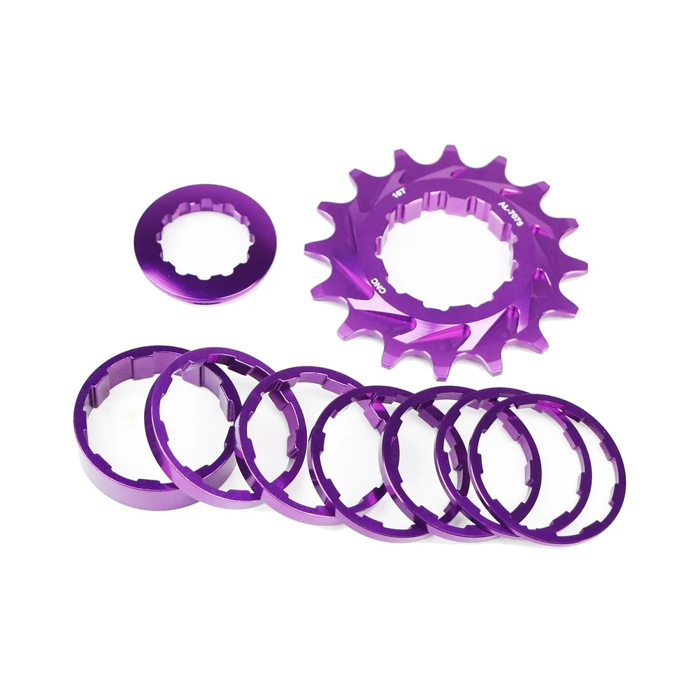 Single Speed Bike Freewheel 16T Constructed from 7075 Aluminum Alloy for HG Hub Mounting with Anodized and Spacer Kit