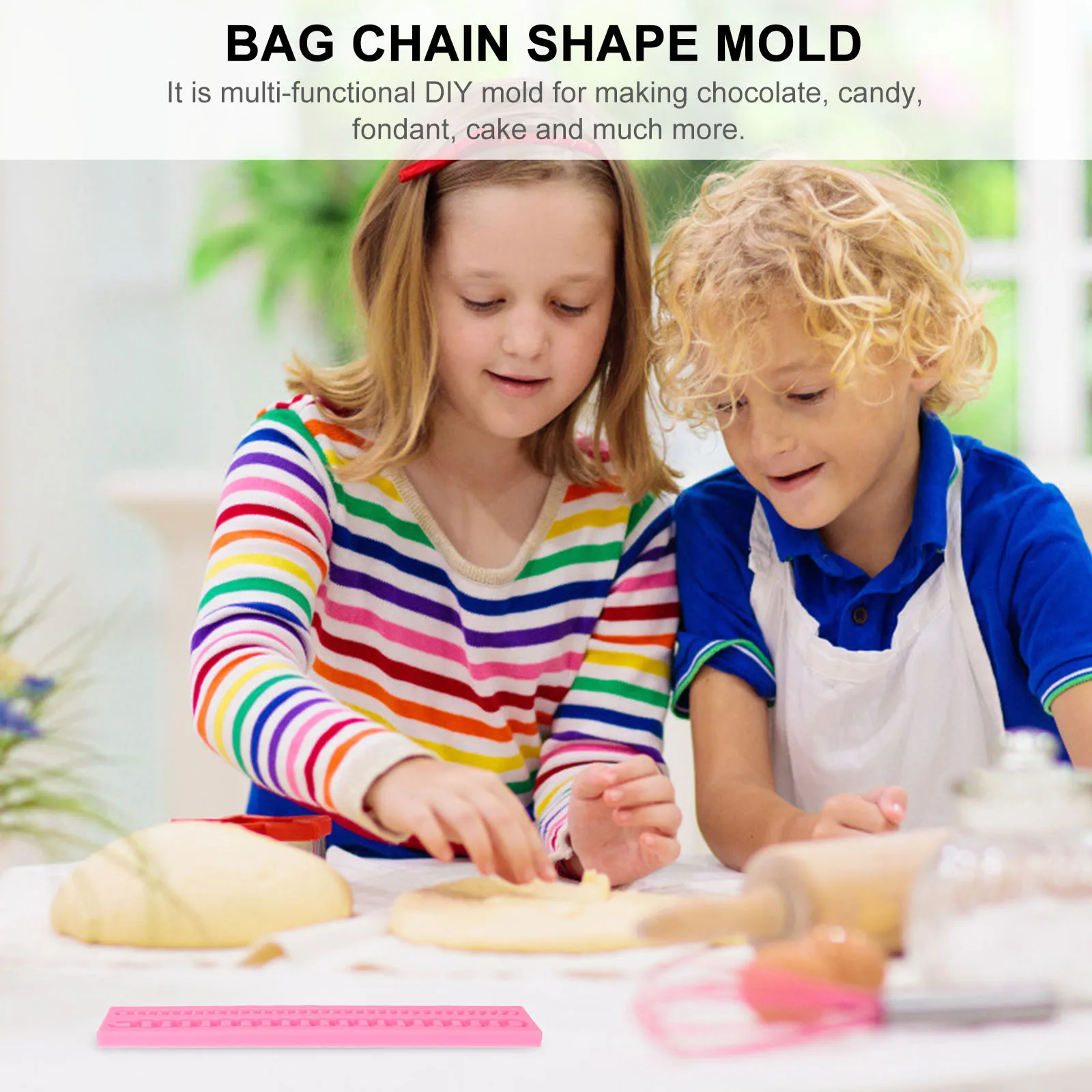 

2Pcs Silicone Bag Chain Shape Mold Creative Non-Stick Cake Chocolate Fondant Mold DIY Baking Tool for Candy Dessert Making