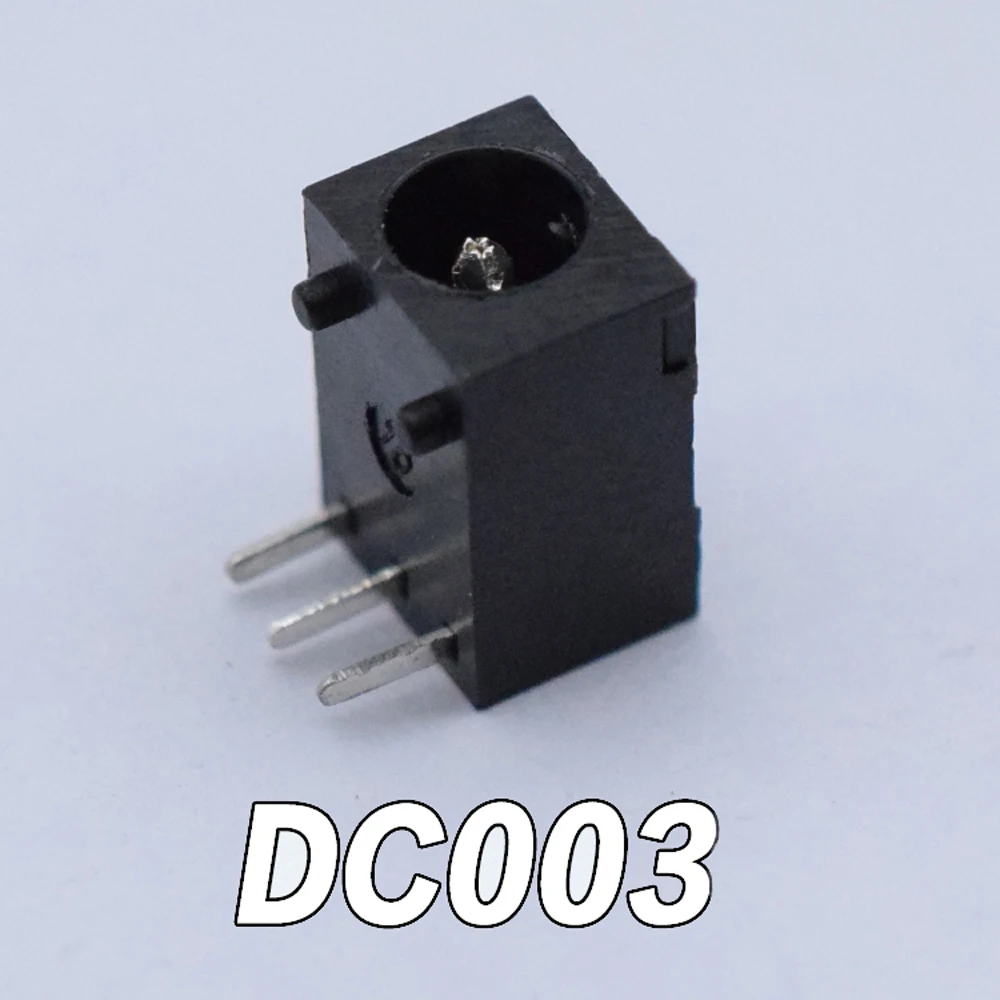 Dc socket DC003A with head three pin plug-in dc003 horizontal headless power supply charging DC socket