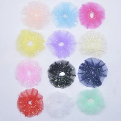 24Pcs 70mm Bling paillettes patch di Chiffon maglia rotonda Appliques per vestiti fai da te scarpe cappello della boemia copricapo clip accessori Decor