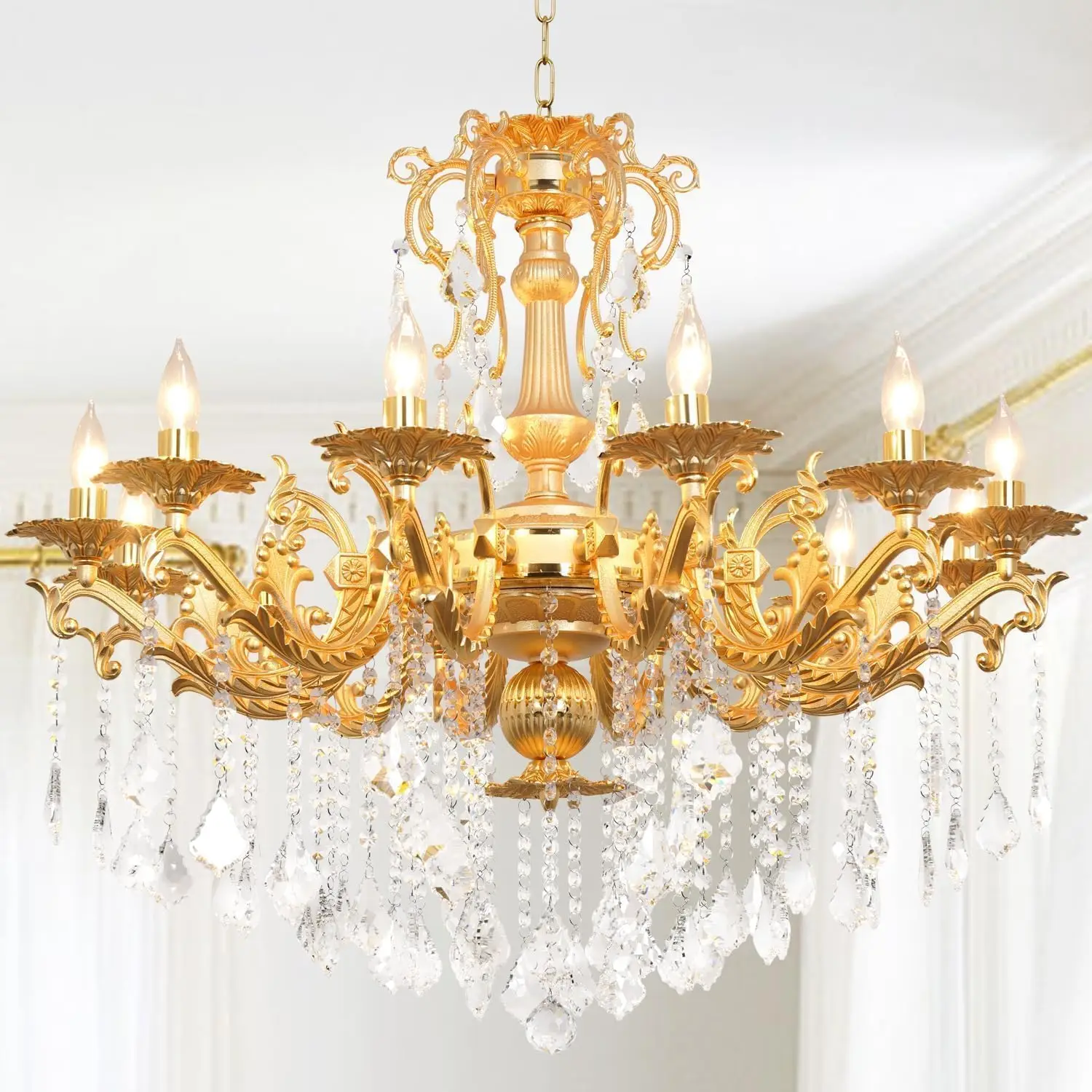 خمر الثريا المعاصرة أنيقة K9 كريستال زجاج الثريا شمعة قلادة تركيبة إضاءة السقف لغرفة المعيشة