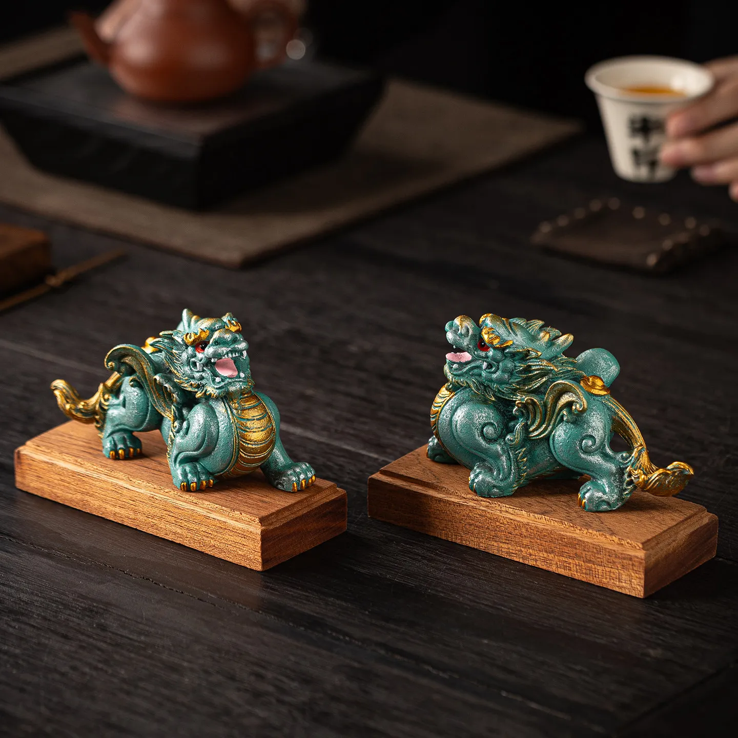 National Trend Pixiu Figurine Pair Fortune Ornament Desktop Decor For Entrance Office Living Room Creative Small Gift For Friend