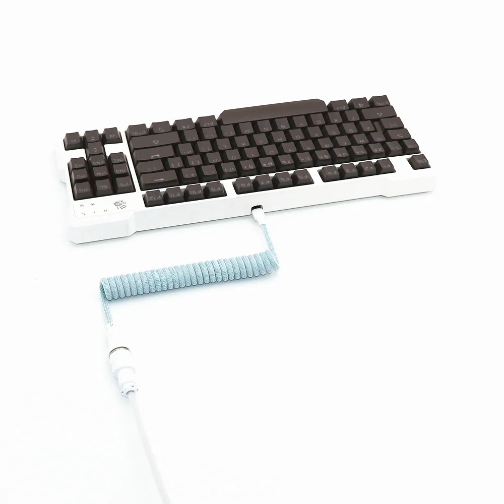 Custom Red Aviator Double Layer USB to Type C Mini Micro Coiled Cable for Mechanical Keyboard Spiral Colorful Matt GX16 Plug