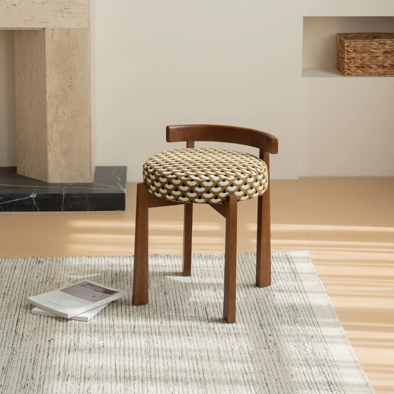 

Medieval solid wood makeup dressing stool, porch shoe change stool designer home retro small stool