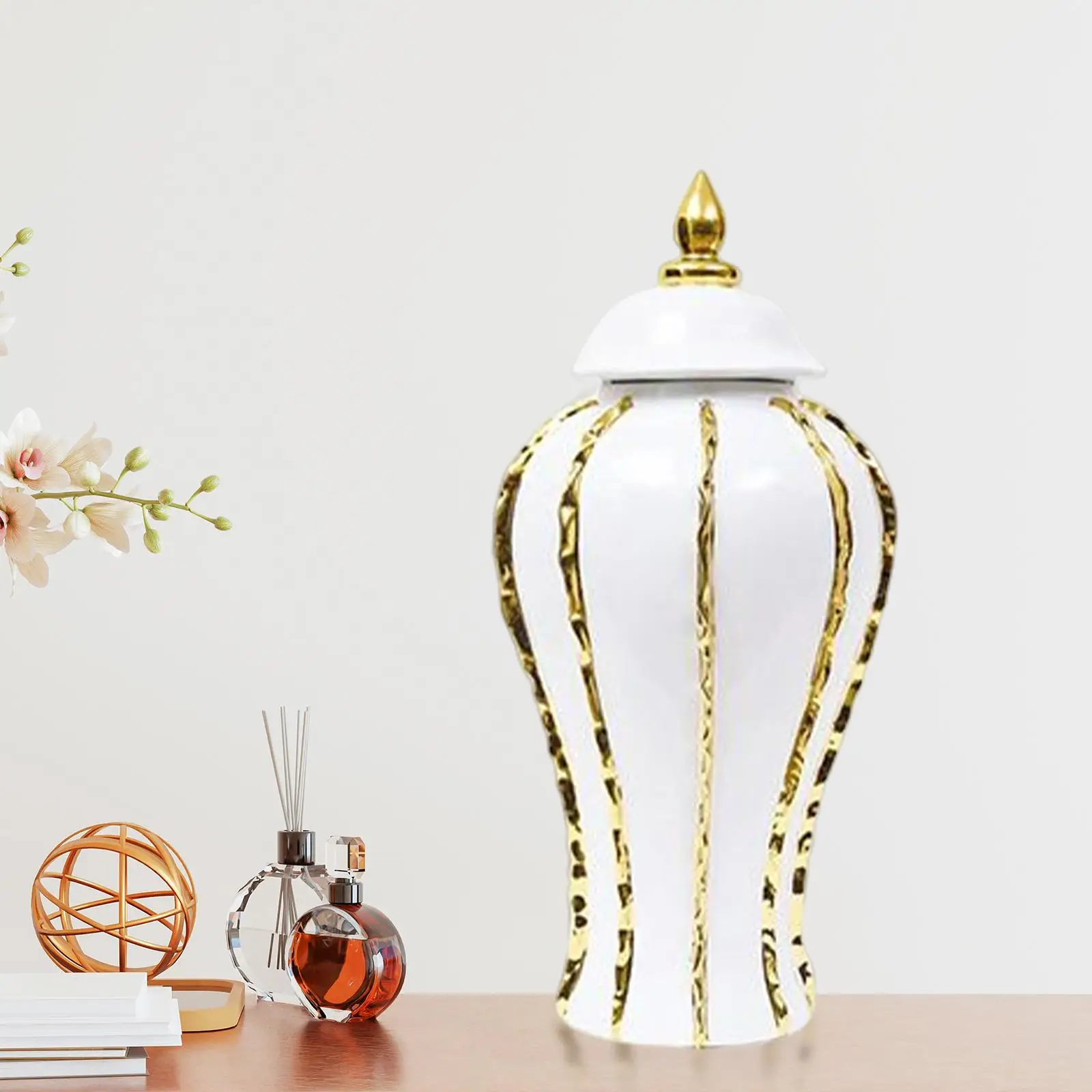 

Modern Porcelain Ginger Jar Centerpiece Vase Elegant Ceramic Storage Box for Floral Arrangement Weddings Party Office