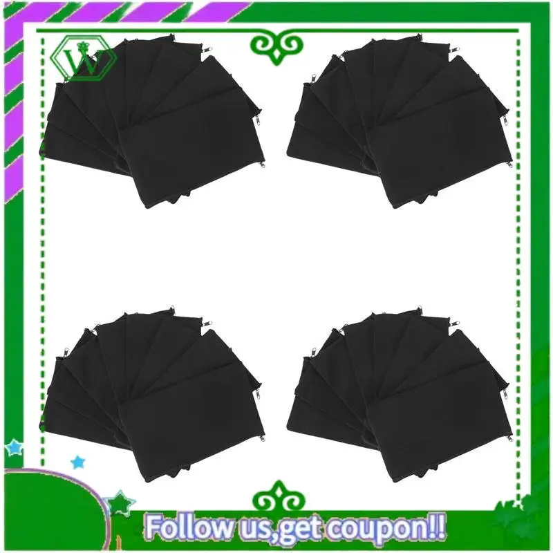 

ABIK-160 Pcs Canvas Zipper Pouch Bags Canvas Makeup Bags Pencil Case Blank DIY Craft Bags For Travel DIY Craft School Black