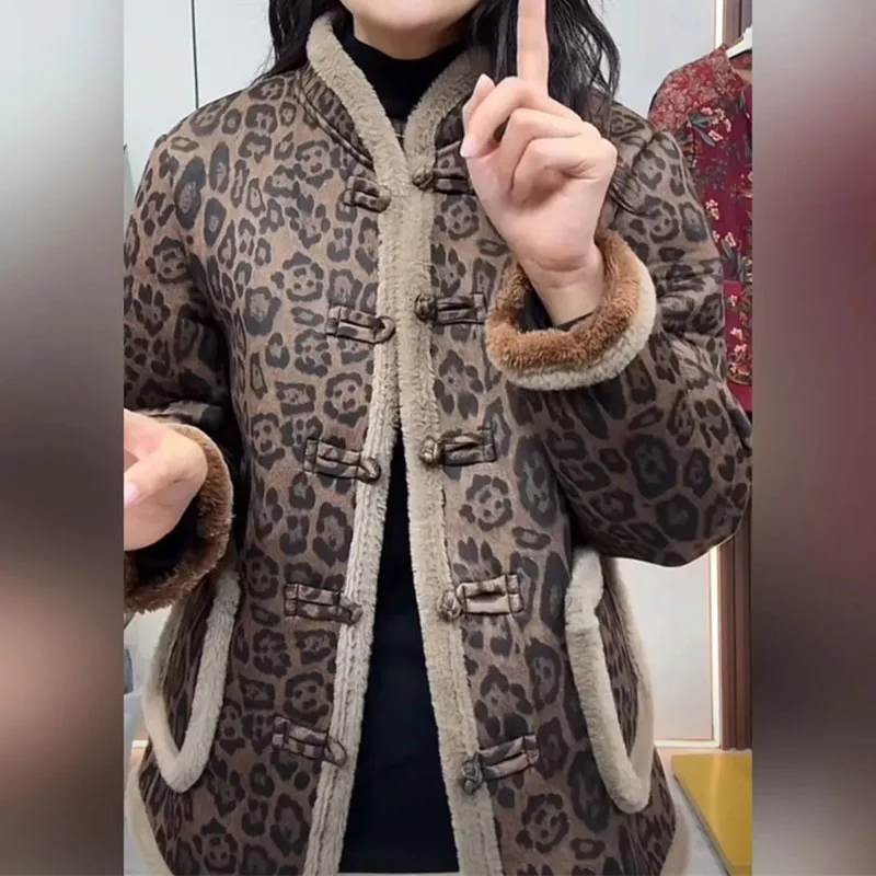 Korean Femme Printing Parkas Jacket 2025 Lady Large Size 6XL Down Cotton Winter Middle Aged Mother Patchwork Cotton Padded Coat