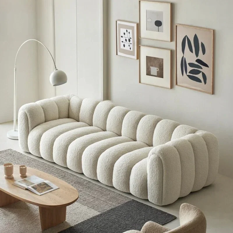 

A15 Диван из овечьей ткани во французском кремовом стиле из овечьей шерсти для небольшой квартиры, гостиной, прямой ряд, трехместный