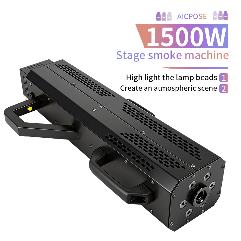 1500W RGB LED Jet FX Smoke Gun Portable Powerful Output Air Column DJ Light Cannon Fog Spray Machine for Stage Wedding