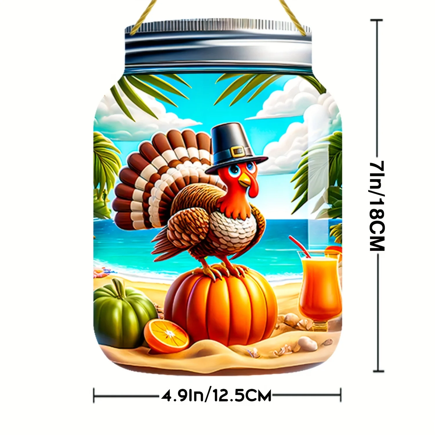 Thanksgiving Turkey Beach Getaway Acrylic Wall Decor Holiday Decorations Gifts for Turkey Lovers,for Families,Beach Houses Shops images - 6