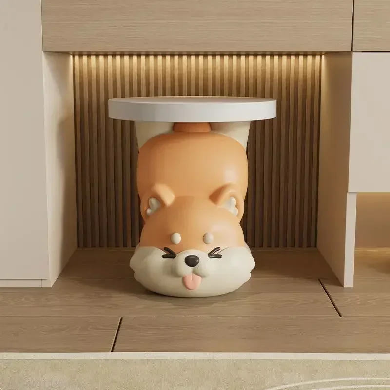 Cute Shiba Inu Entrance Shoe Changing Stool Home Creative Resin Decoration Birthday Gift Bedside Storage Coffee Table