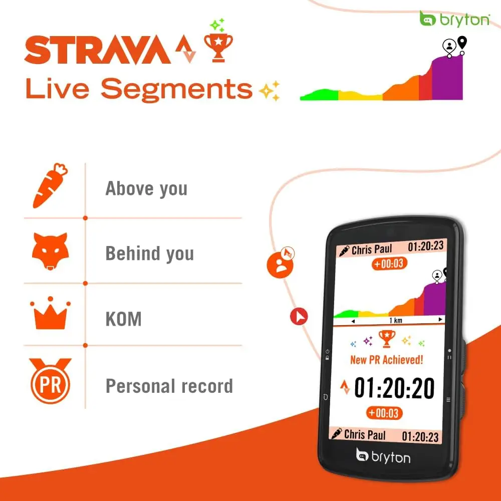 Bryton Rider S810 3.5 Inch Color Touchscreen GPS Bike/Cycling Computer, 50H Battery Life, Offline Maps & Navigation, Advanced Cl