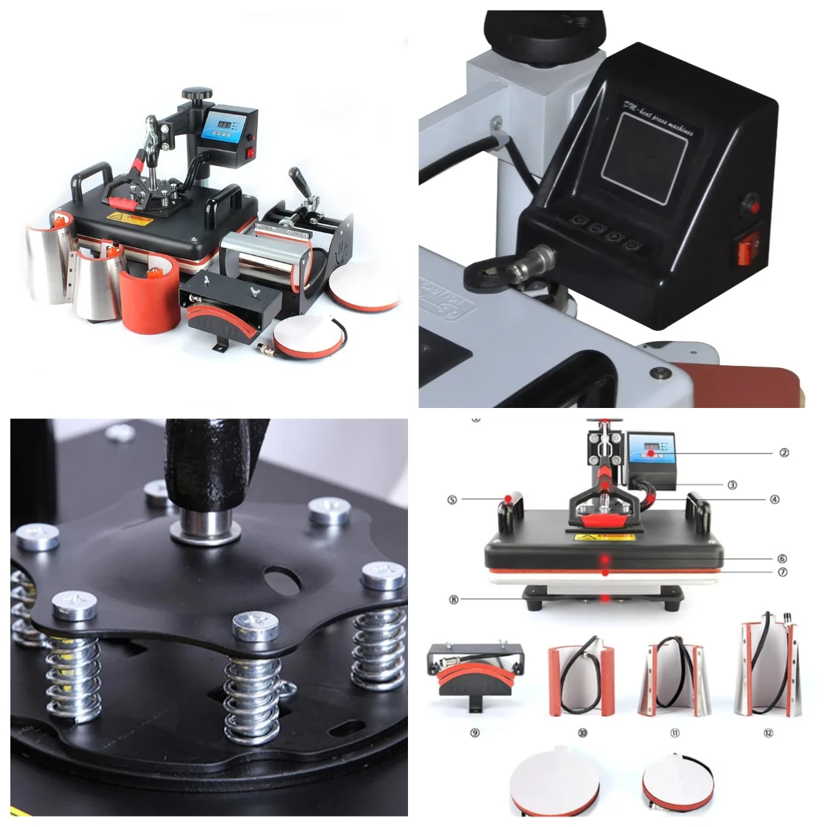 

Многофункциональный термопресс WJW 8 в 1 для сублимационной печати на футболках, кепках, кружках и тарелках