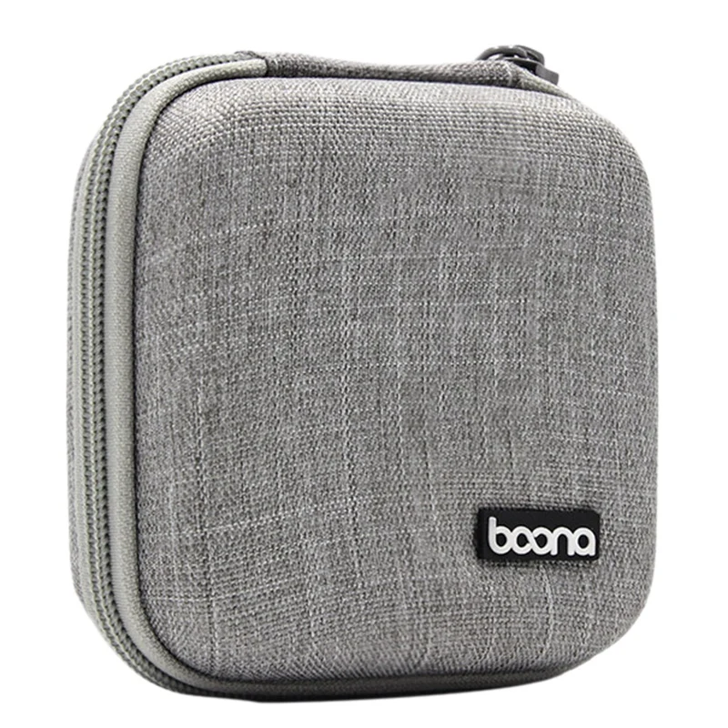 BOONA 2Pcs Travel Storage Bag Multi-Function Storage Bag For  Air/Pro Power Bank Data Cable Charger Headset Black & Gray