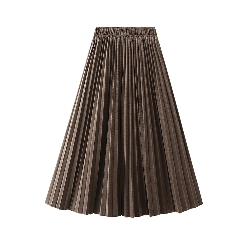 

Korean Style Pleated Autumn New Versatile Slim A-Line Half Length High Waist Jupe Femme Ete Party Dress