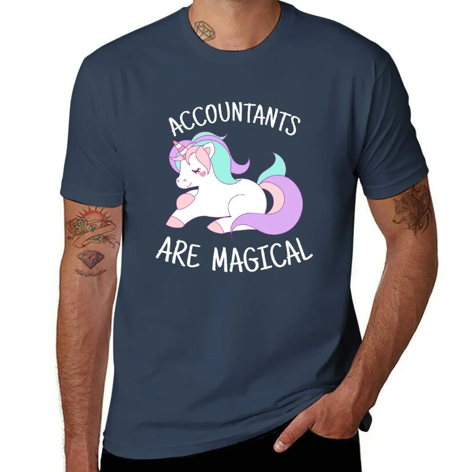 Magical Unicorn Are Accountants T-Shirt Daily Work Short Sleeve Top