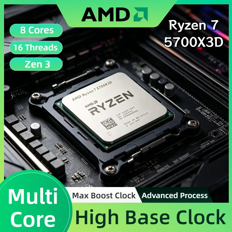 

AMD Ryzen 7 5700X3D 8 Cores 16 Threads 3.0GHz Base 4.1GHz Boost 105W AM4 DDR4 Gaming Processor for X570 B550 Bulk Pro Unit