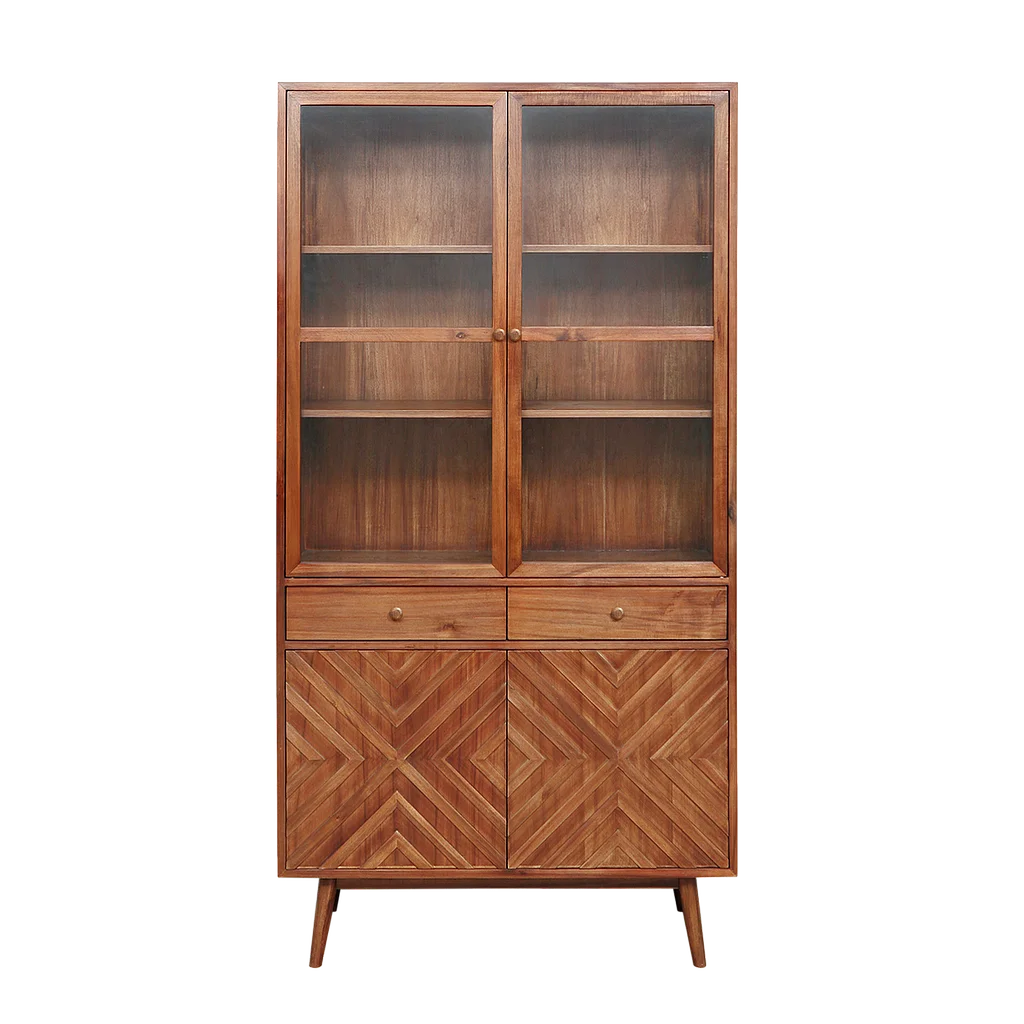 Z DU'S Modern Solid Wood Cabinet With Multiple Doors And 2 Drawers, Featuring Extra-large Storage Capacity.Z