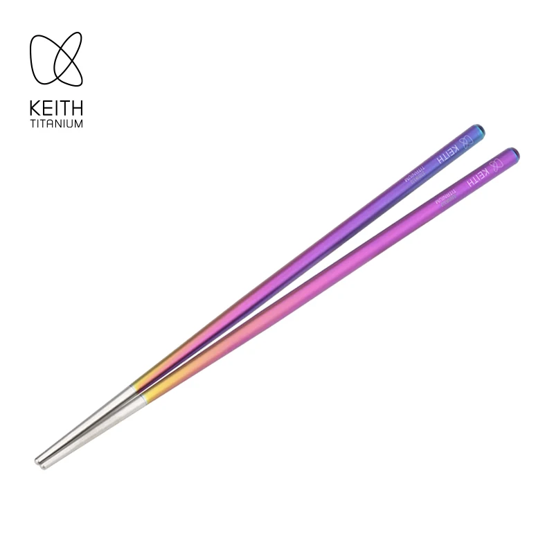 

KEITH Iridescent Pure Titanium Chopsticks 23cm Ultralight 14.5g Mildew Proof Portable Tableware for Camping Hiking Home Travel