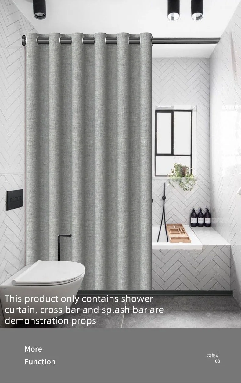 Hot Selling Imitation Linen Fabric, Large Buckle, Thick Hanging Waterproof Shower Curtain