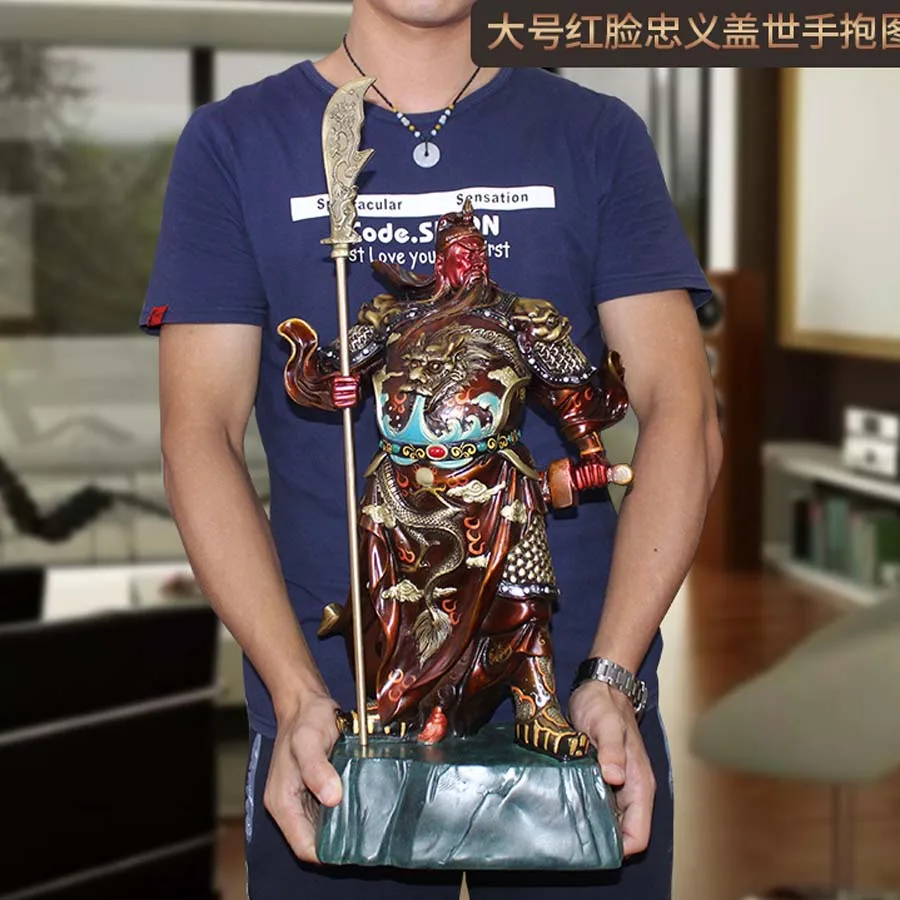 57CM Large  Asia High grade buddha Home store company bring Good luck fortune God of wealth GUAN GONG BUDDHA brass statue