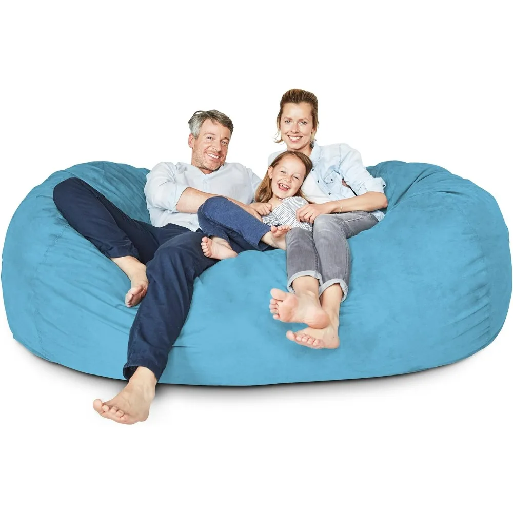 Luxurious Giant 7ft Bean Bag Chair with Microsuede Cover - Ultra Soft, Foam Filling, Washable Jumbo Bean Bag Sofa for Kids,