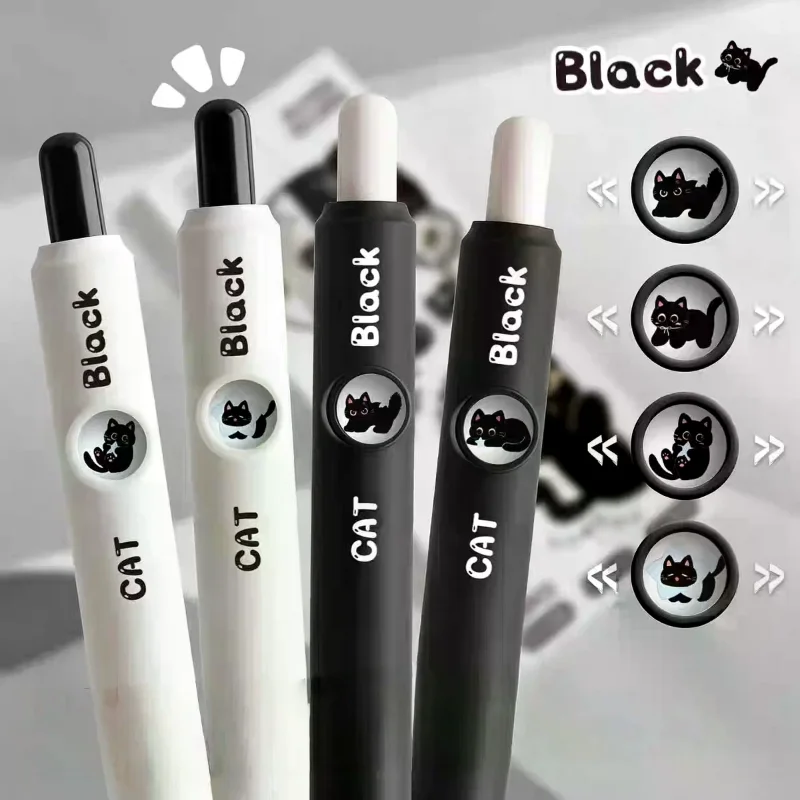 

Набор из 4 гелевых ручек с милым кошачьим принтом, 0,5 мм, быстросохнущие черные чернила, плавное письмо, выдвижные ручки, школьные канцелярские принадлежности, подарок на день рождения