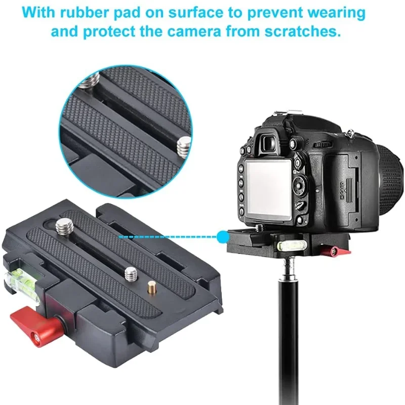 Camera Quick Release Plate Base P200 Tripod Mount Adapter w/ Aluminum Alloy QR Clamp with 1/4