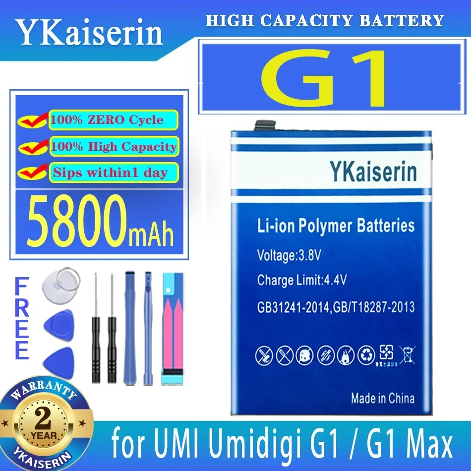 

YKaiserin 5800mAh Replacement Battery for UMI Umidigi G1/C1 Max G1Max C1Max Mobile Phone Batteries