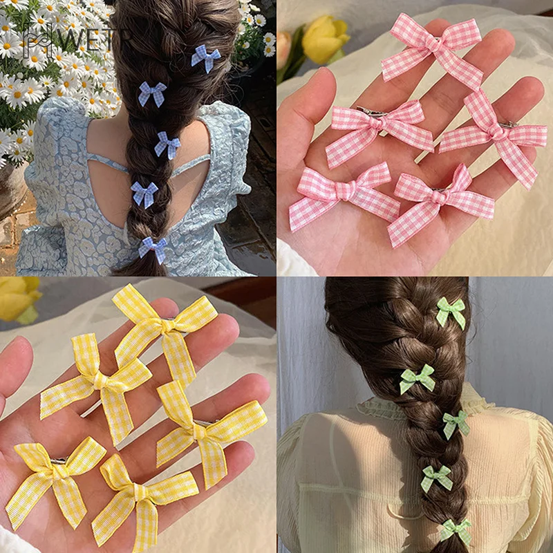 5Pcs Sweet Bowknot Hair Clips For Women Girls Mini Hair Accessories Fairy Bow Side Clip Headwear Cute Multicolor Barrette