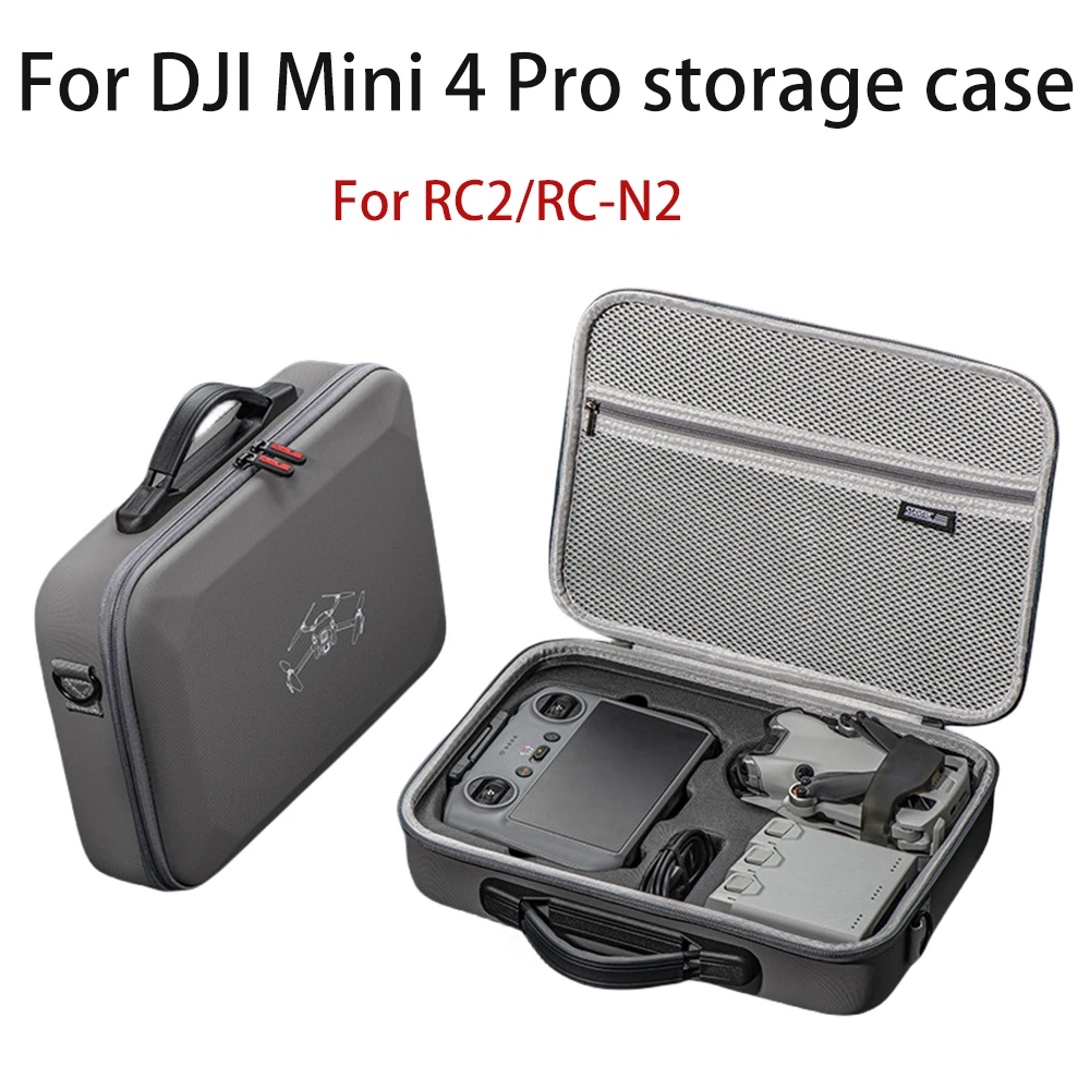 For DJI Mini 4 Pro Storage Bag PU Free Fly Set Box, DJI Mini 4 Pro Accessory Storage Case For RC2/RC-N2