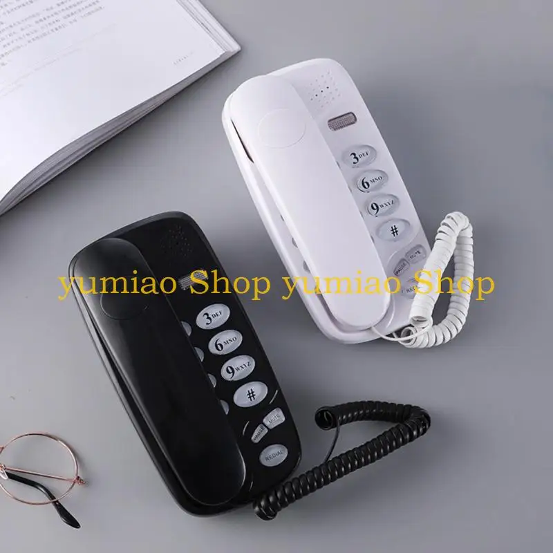 587B Wall Mounted Phone Fixed Landline Desktop Telephones with Call Light, Mute, Pause, and Redial Function Clear Sound