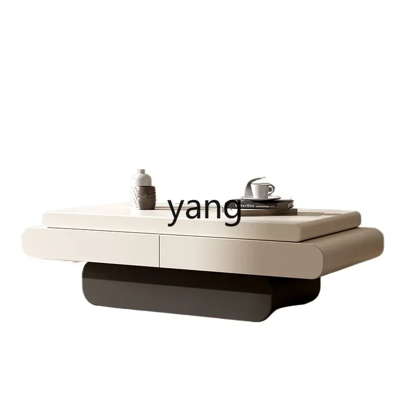 

LH cream wind solid wood coffee table floor storage size apartment creative art living room coffee table