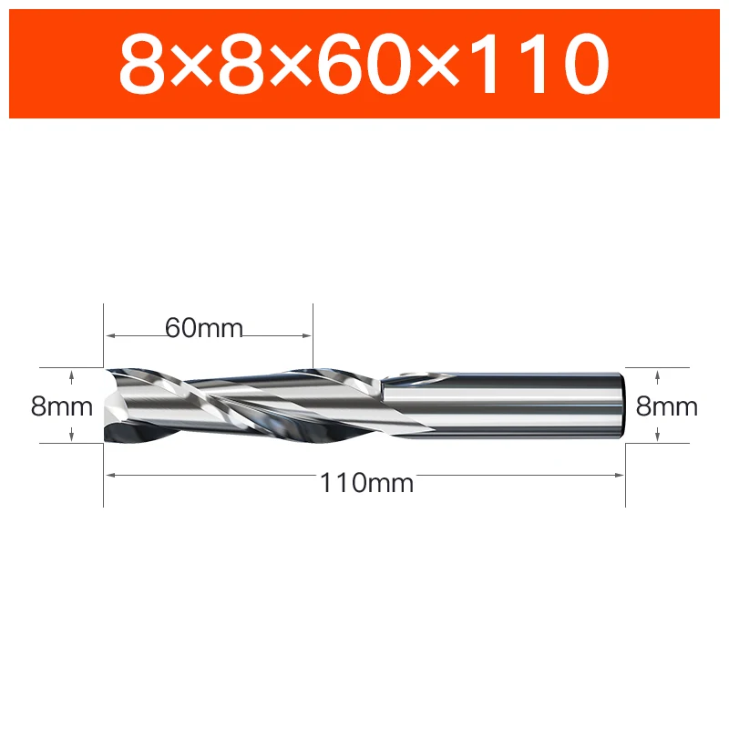 HUHAO 4 6 8 20 mm HRC65 Fräser HSS M2 Schaftfräser Hartmetall 2 Nuten Spiralfräser CNC-Werkzeuge für Aluminium und Edelstahl
