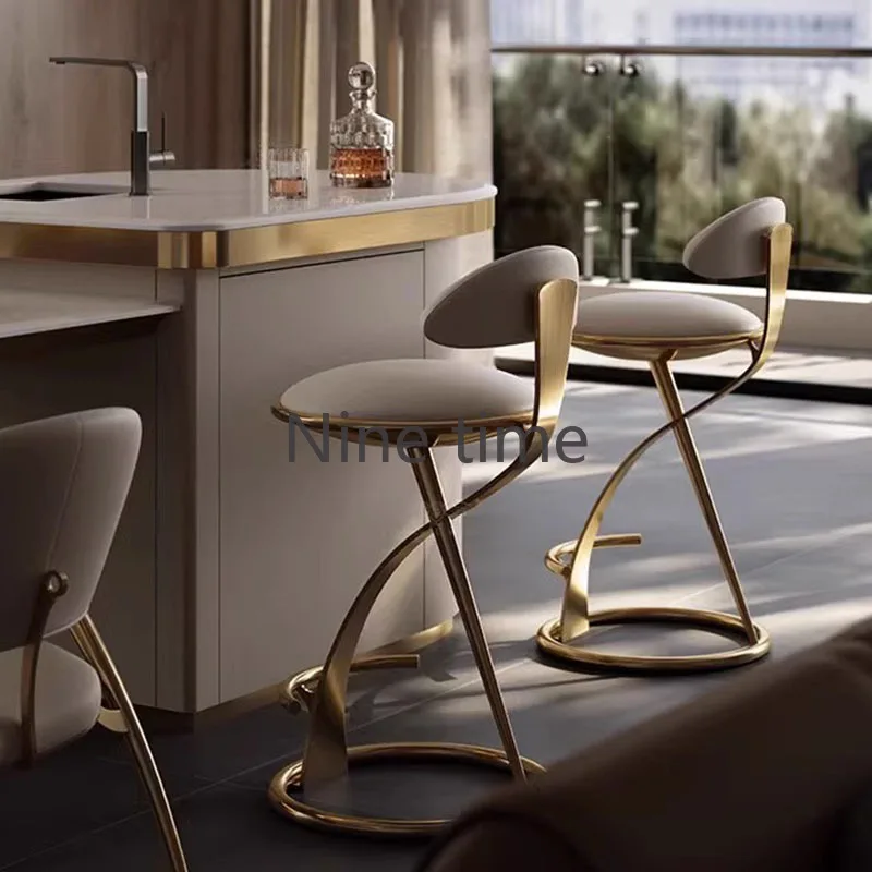 

Metal Counter Leather Design Bar Chairs Gold Luxury Nordic Minimalisti Accent Bar Chairs High Room Sillas Para Comedor Furniture