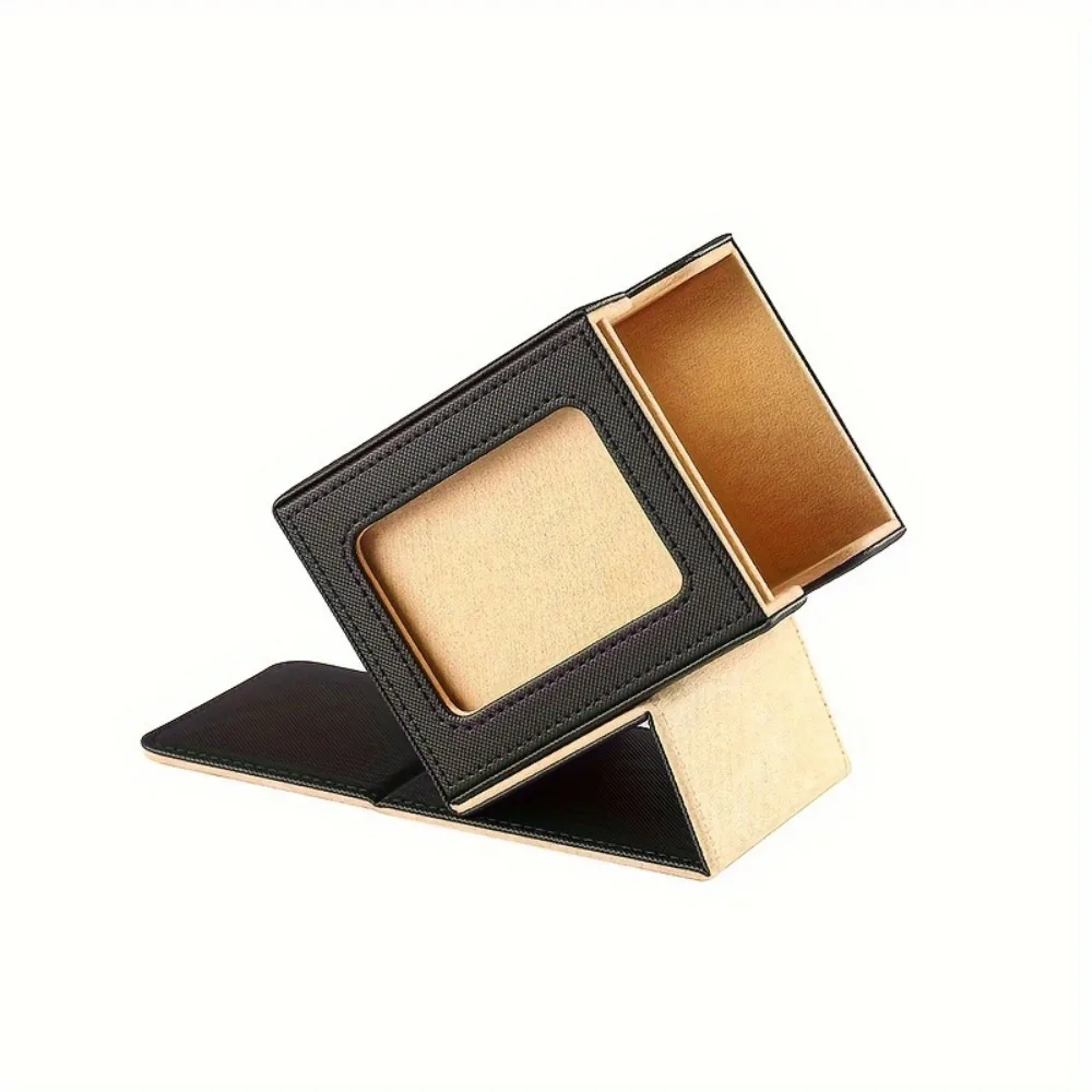 

Display Window Game Card Organizer PU Leather Single Sleeved Cards Trading Card Storage Box Magnetic Closure