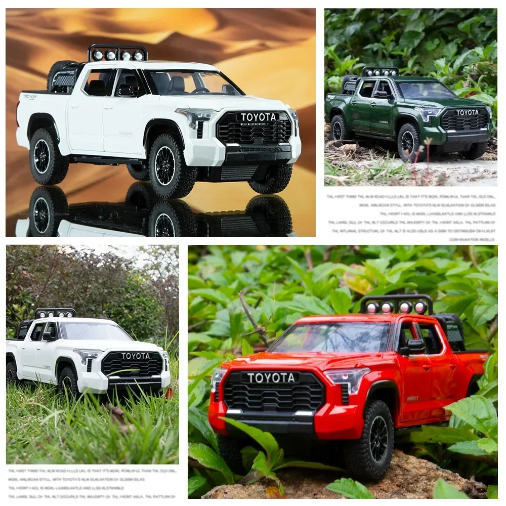 1:24 Toyota Tundra Pickup Off-road vehicle Diecast Metal Alloy Model car Sound Light Pull Back Collection Kids Toy Gifts A591