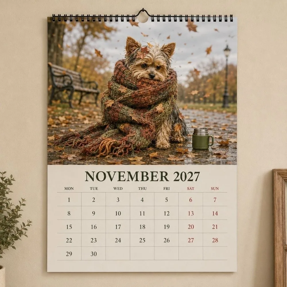 Funny Spiral Bound Dog Calendar Funny Print 12 Month Wall Calendar Dog Theme Hanging Hole Wall Planner For Home Wall Decor