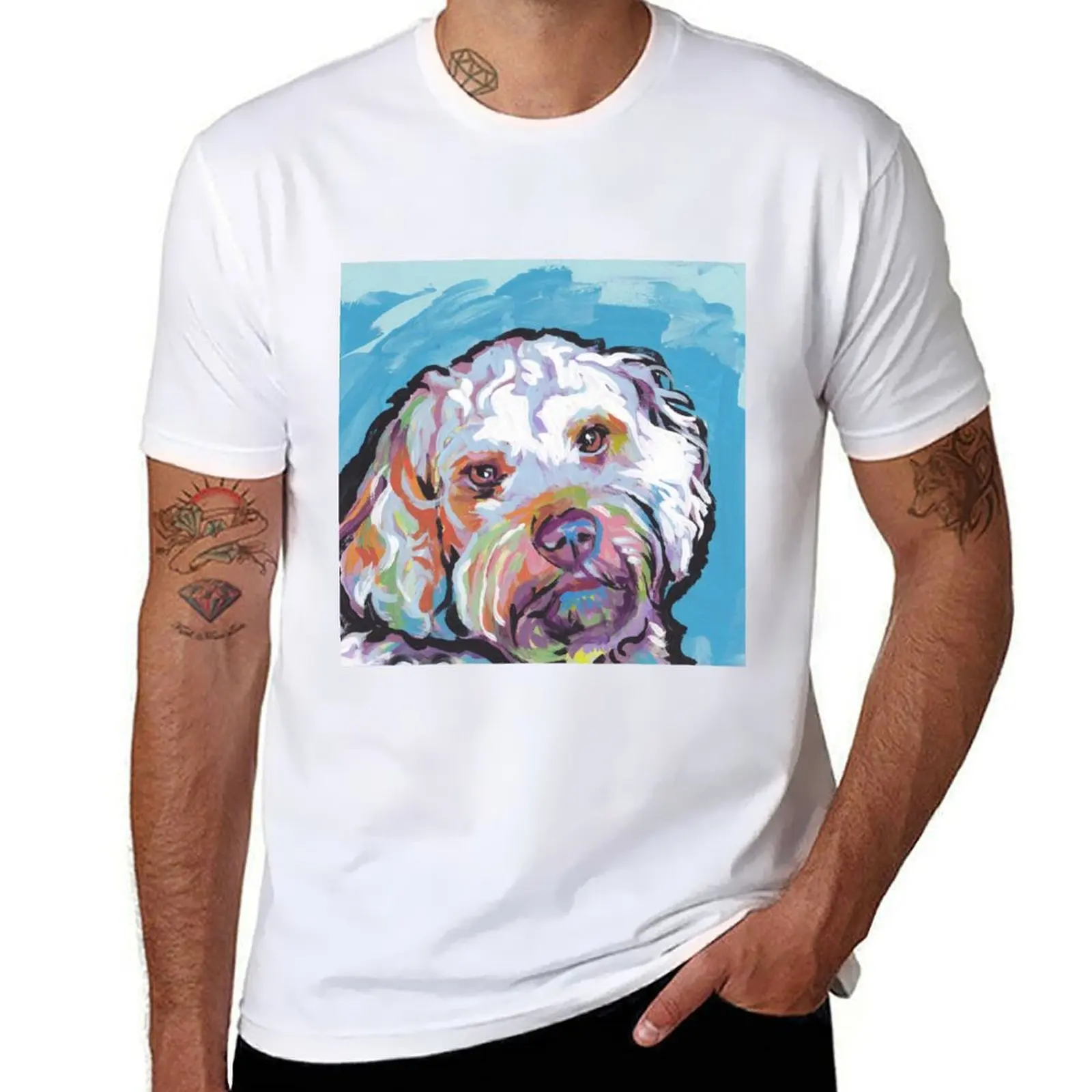 

Cockapoo Dog Bright colorful pop dog art T-Shirt man t shirts cotton man t shirt designer