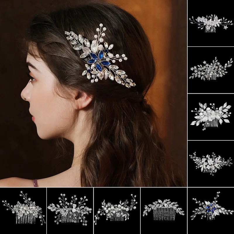 Moda srebrna perła Rhinestone najnowszy grzebień do włosów ślubne akcesoria do włosów dla nowożeńców głowa biżuteria dla kobiet akcesoria do sukni