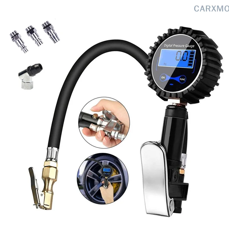 LCD Tire Pressure Gauge 200PSI Digital Tire Inflator Meter For Motorcycle Car Truck Bicycle Bike