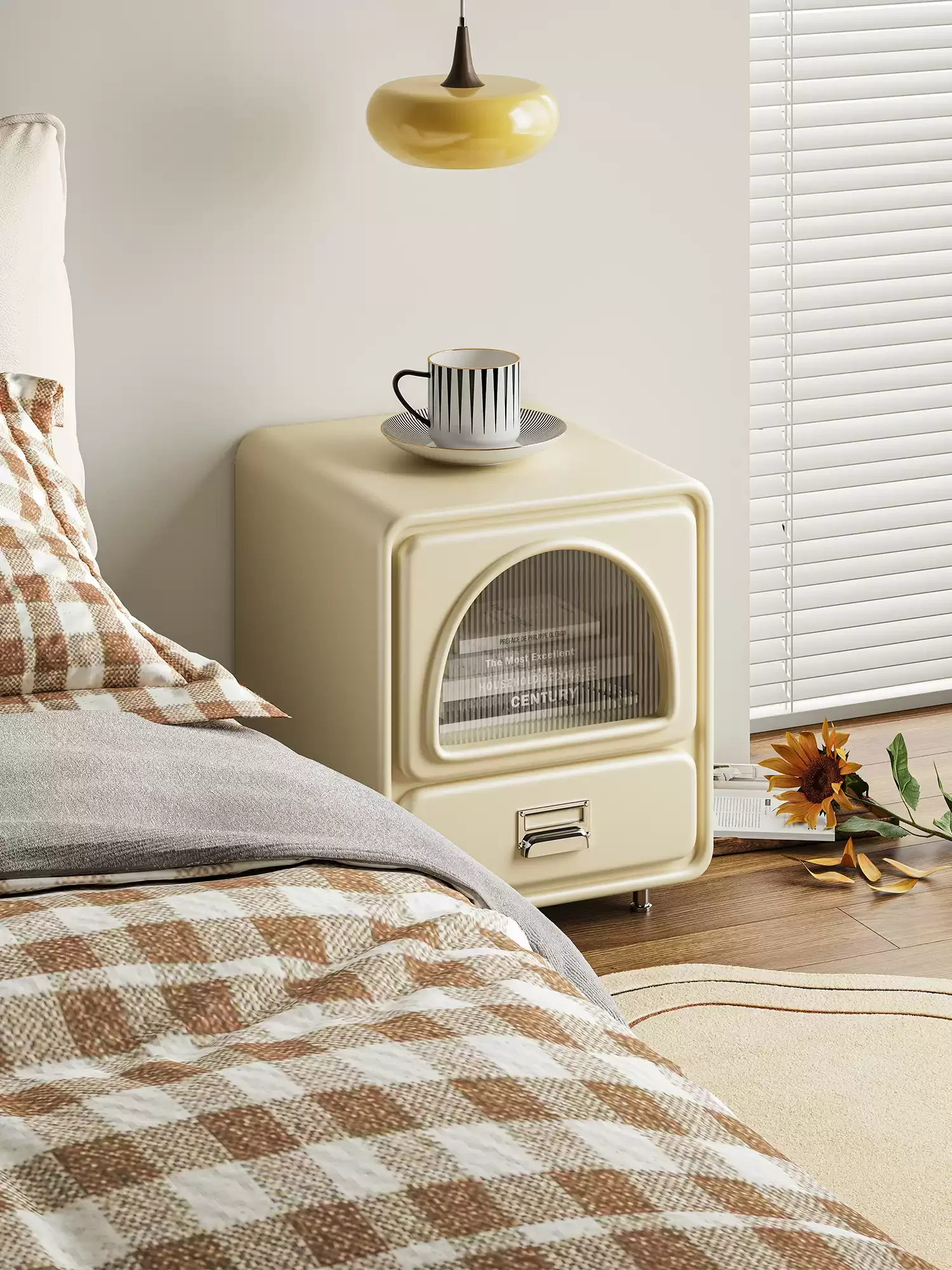 Cream wind bedside table Modern simple household bedroom Cute bedside table