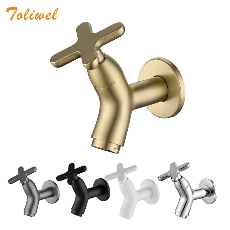 

Laundry Bathroom Wetroom Faucet Wall Mount Cold Water Faucet Sink Tap Spigot Bibcocks Water tap Cross Handle