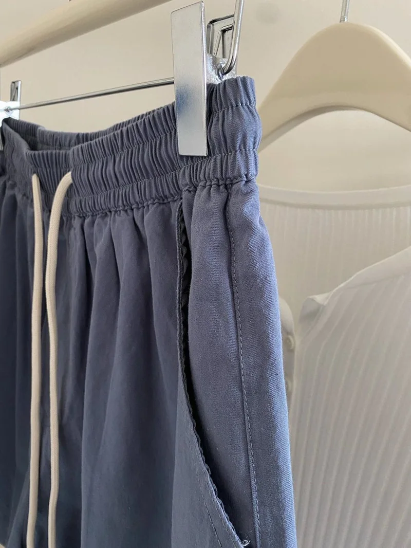 Women's Plus Size Spring and Summer Classic Light Blue Comfortable and Breathable High Waist Slimming Casual Sport Shorts