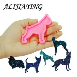 Shiny Different Breed Dogs Mold for Keychain , Poodle Silicone Epoxy Resin Mold, Fondant Chocolate Cake Molds DY0128