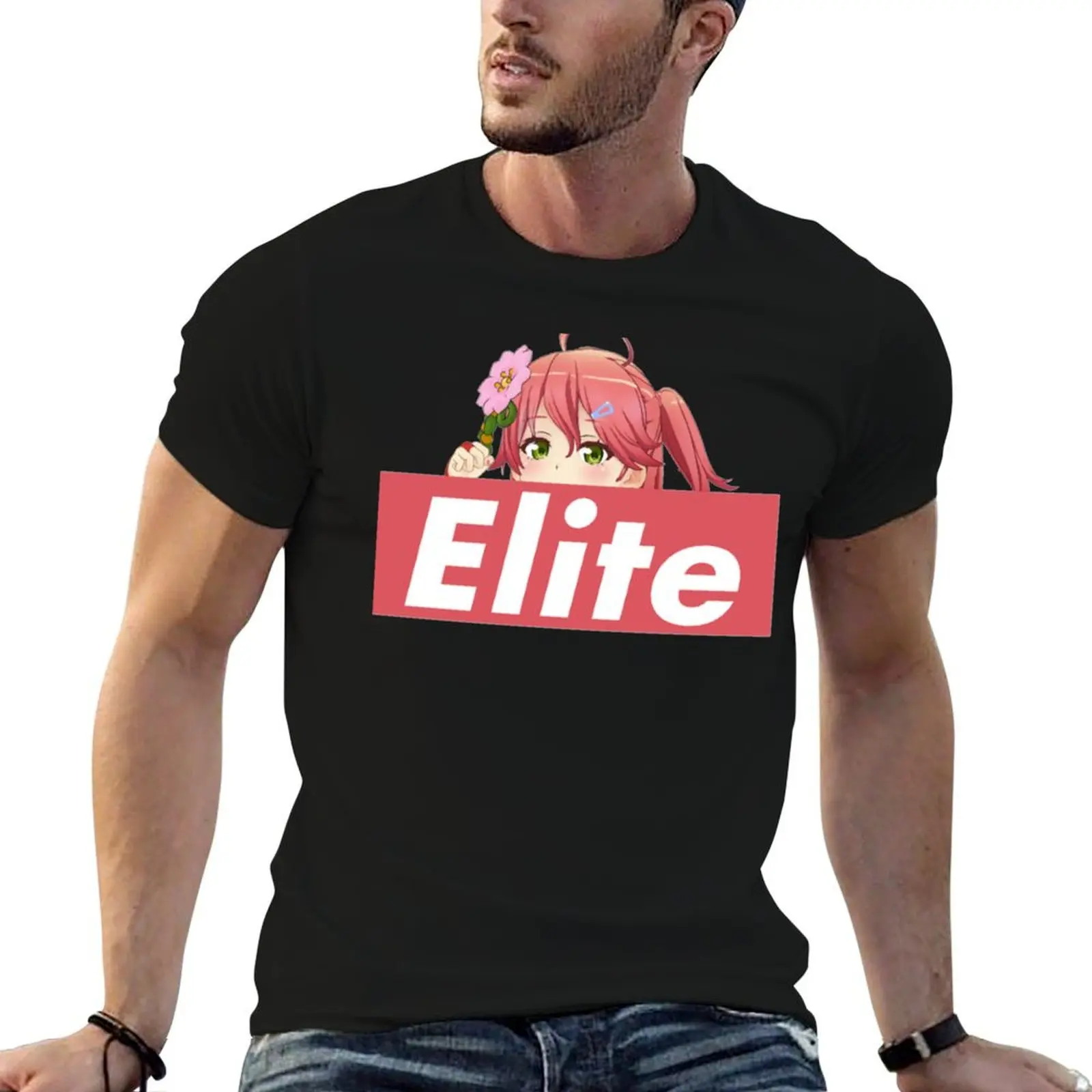 Elite Miko Sakura Peeker T-Shirt Street Art Print Tee Shirt