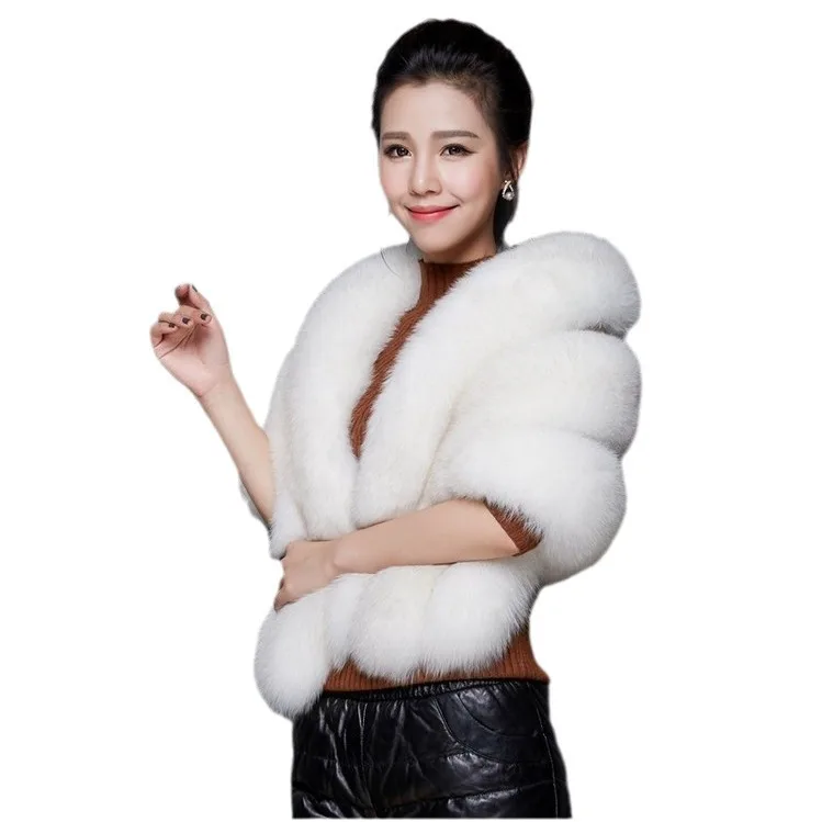 Autumn and Winter Imitation Fox Fur Shawl Women's Wedding Dress Cloak Dress Bridal Cloak Fur Coat Women
